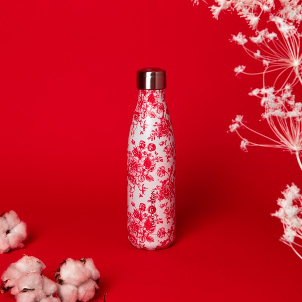 Bouteille isotherme Toile de Jouy rouge 500ml Bouteille isotherme Toile de Jouy rouge 500ml