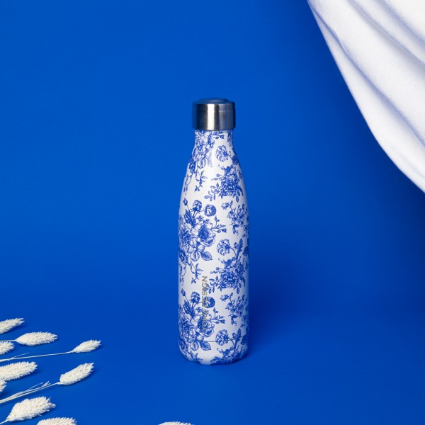 Bouteille isotherme - 500 ml - Toile de Jouy bleu Bouteille isotherme - 500 ml - Toile de Jouy bleu