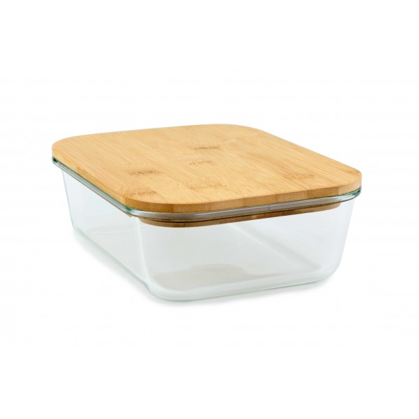 Plat en verre avec couvercle en bambou 1520 ml Plat en verre avec couvercle en bambou 1520 ml