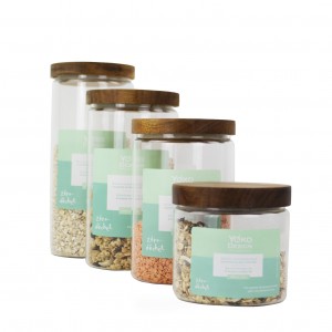 Bocal en verre Borosilicate - Couvercle bois Acacia 1900 ml Bocal en verre Borosilicate - Couvercle bois Acacia 1900 ml