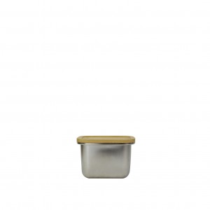 Boite Inox micro-ondable 450ml - Couvercle bambou Boite Inox micro-ondable 450ml - Couvercle bambou