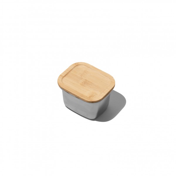 Microwable stainless steel box 450 ml bamboo cover Microwable stainless steel box 450 ml bamboo cover
