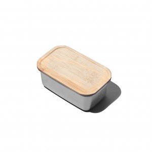 Boite Inox micro-ondable 1000ml couvercle Bambou Boite Inox micro-ondable 1000ml couvercle Bambou