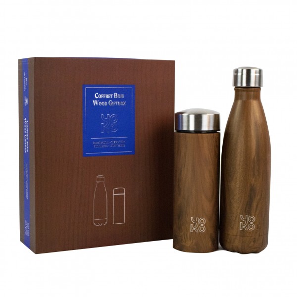 Coffret 1 Bouteille 500 ml et 1 théière 350 ml Bois Coffret 1 Bouteille 500 ml et 1 théière 350 ml Bois