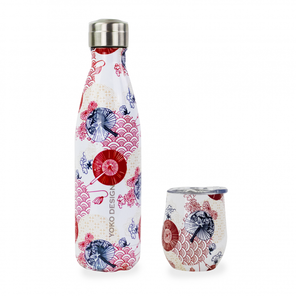 Set isotherme bouteille (500ml) + mug (250ml) - coloris Japan