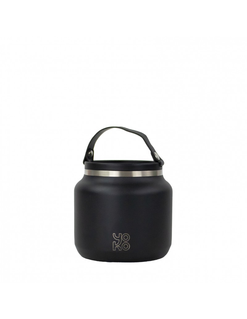 Combo Lunch box isotherme 700 ml - Noire & Set de couverts en inox