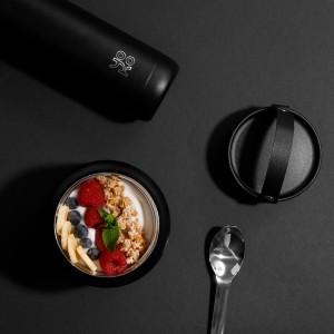 Combo insulated 700 ml Lunch box Black & Set de couverts en inox Combo insulated 700 ml Lunch box Black & Set de couverts en inox