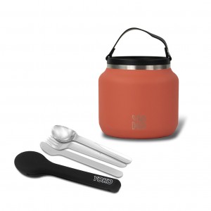Combo insulated 700 ml Lunch box Coral & Set de couverts en inox Combo insulated 700 ml Lunch box Coral & Set de couverts en inox