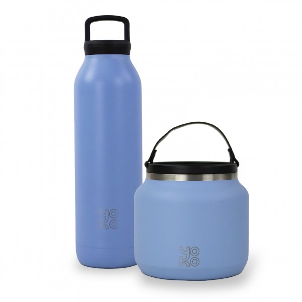 Duo Lunch box 700 ml & Bouteille avec infuseur 500 ml -Isothermes- Bleues Duo Lunch box 700 ml & Bouteille avec infuseur 500 ml -Isothermes- Bleues