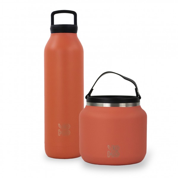Duo Lunch box 700 ml & Bouteille avec infuseur 500 ml -Isothermes- Corail Duo Lunch box 700 ml & Bouteille avec infuseur 500 ml -Isothermes- Corail