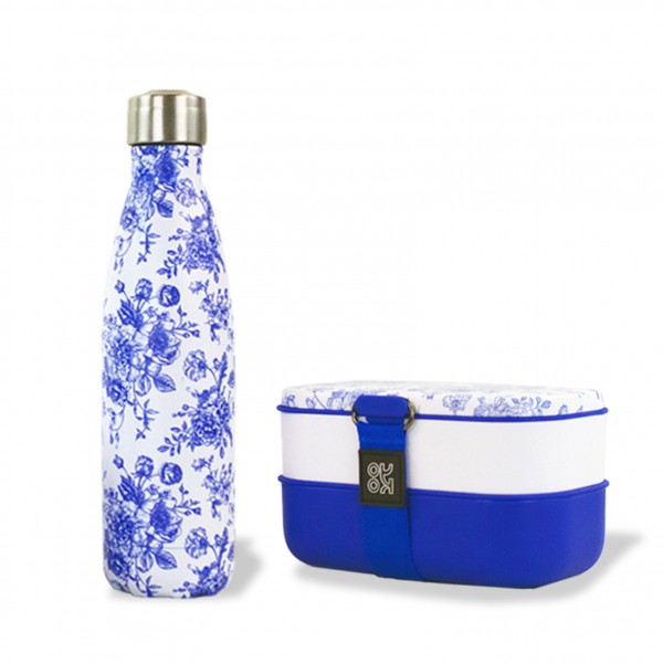 Lunchbox + 1 insulated bottle- Toile de Jouy - Lunchbox + 1 insulated bottle- Toile de Jouy -