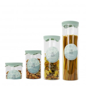 Lot de 4 bocaux en verre & couvercle en silicone Lot de 4 bocaux en verre & couvercle en silicone