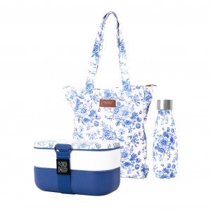 Insulated bottle & lunchbox & Toile de Jouy tote-bag pack Insulated bottle & lunchbox & Toile de Jouy tote-bag pack