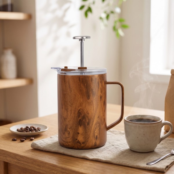 Cafetiere Isotherme à Piston 750ml - Bois