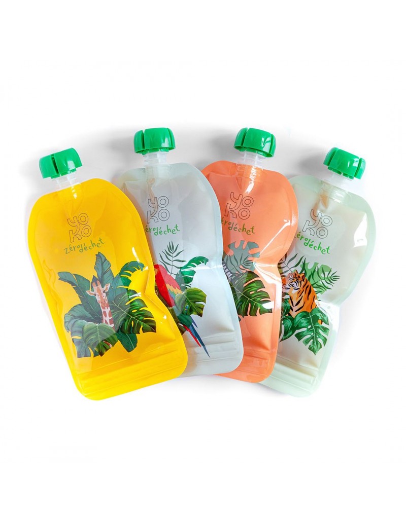 Gourdes compote réutilisables Lots de 4 sachets compote réutilisables