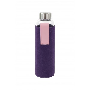 Bouteille en verre avec pochette en feutrine 550ml  Violet Bouteille en verre avec pochette en feutrine 550ml  Violet