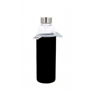 Bouteille en verre 500 ml avec pochette néoprène noire Bouteille en verre 500 ml avec pochette néoprène noire