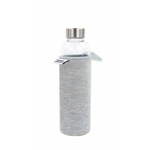 Bouteille en verre 500 ml avec pochette néoprène Grise Bouteille en verre 500 ml avec pochette néoprène Grise