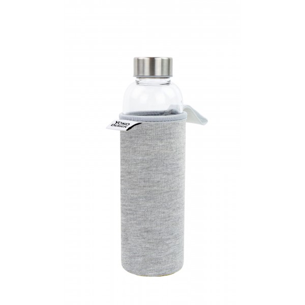 Bouteille en verre 500 ml avec pochette néoprène Grise Bouteille en verre 500 ml avec pochette néoprène Grise
