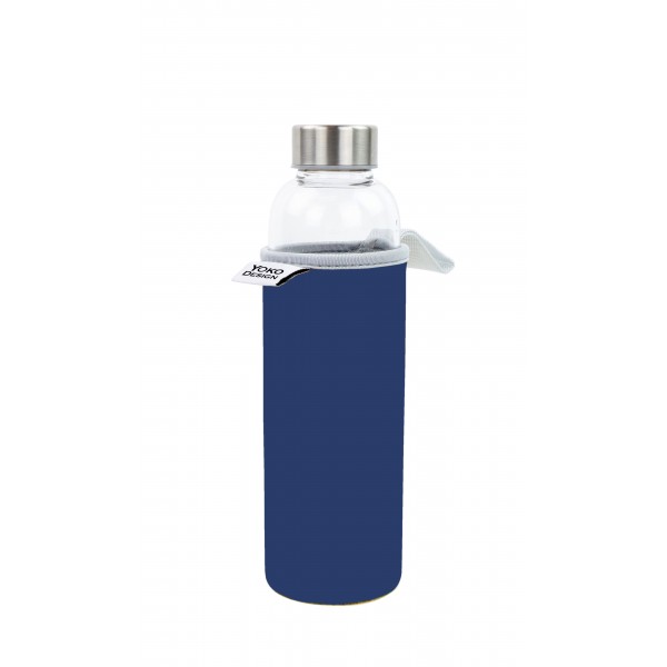 Bouteille en verre 500 ml avec pochette néoprène Bleu Bouteille en verre 500 ml avec pochette néoprène Bleu